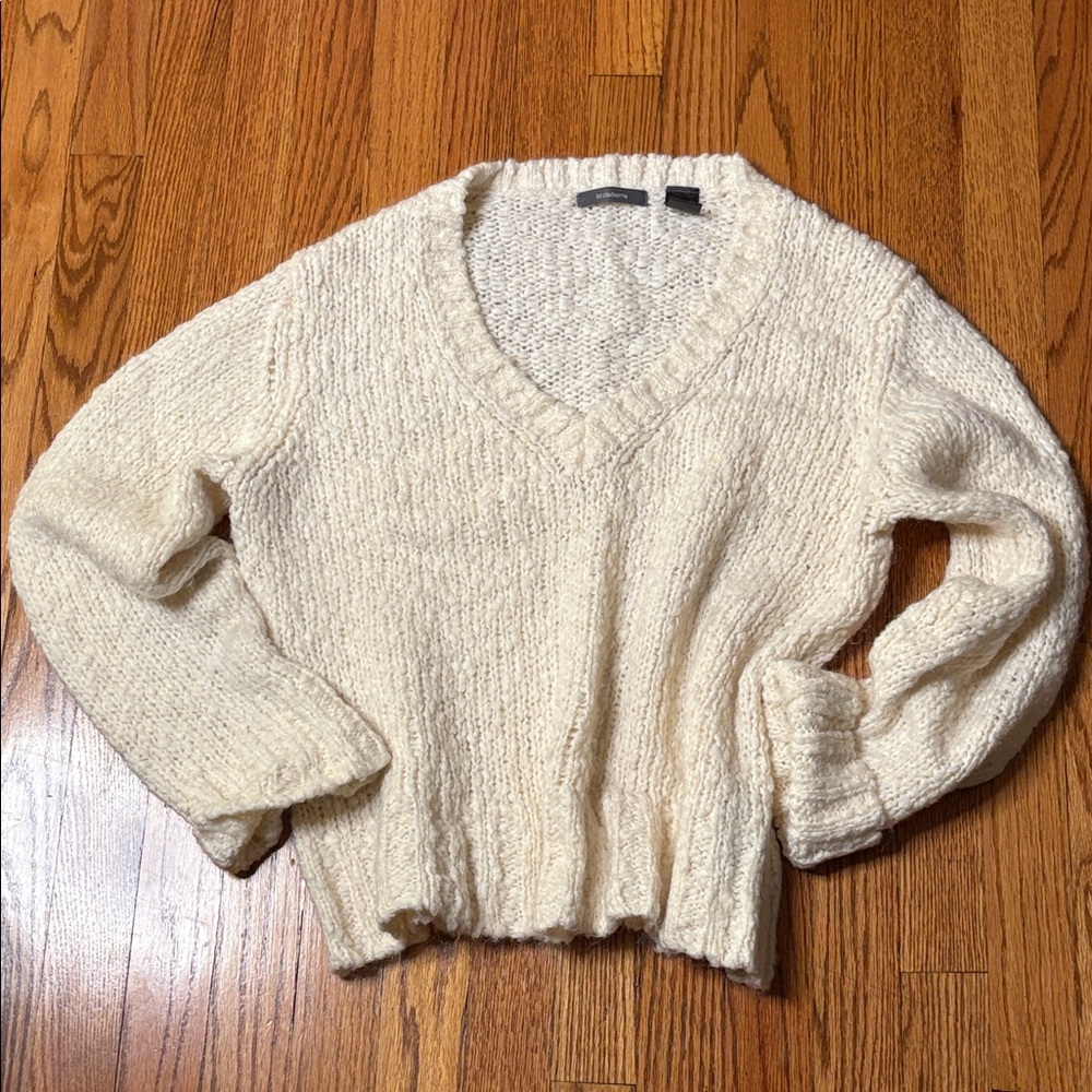 Liz Claiborne Cream V-Neck Soft Oversized drop shoulder Sweater sz XL - Picture 9 of 9
